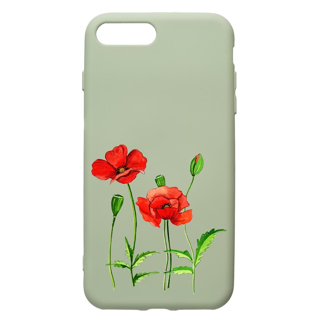 Husa de protectie Apple iPhone 8 Plus / iPhone 7 Plus, Flowers, silicon, cu interiorul din material textil, protectie camera, Beryl, PGR643