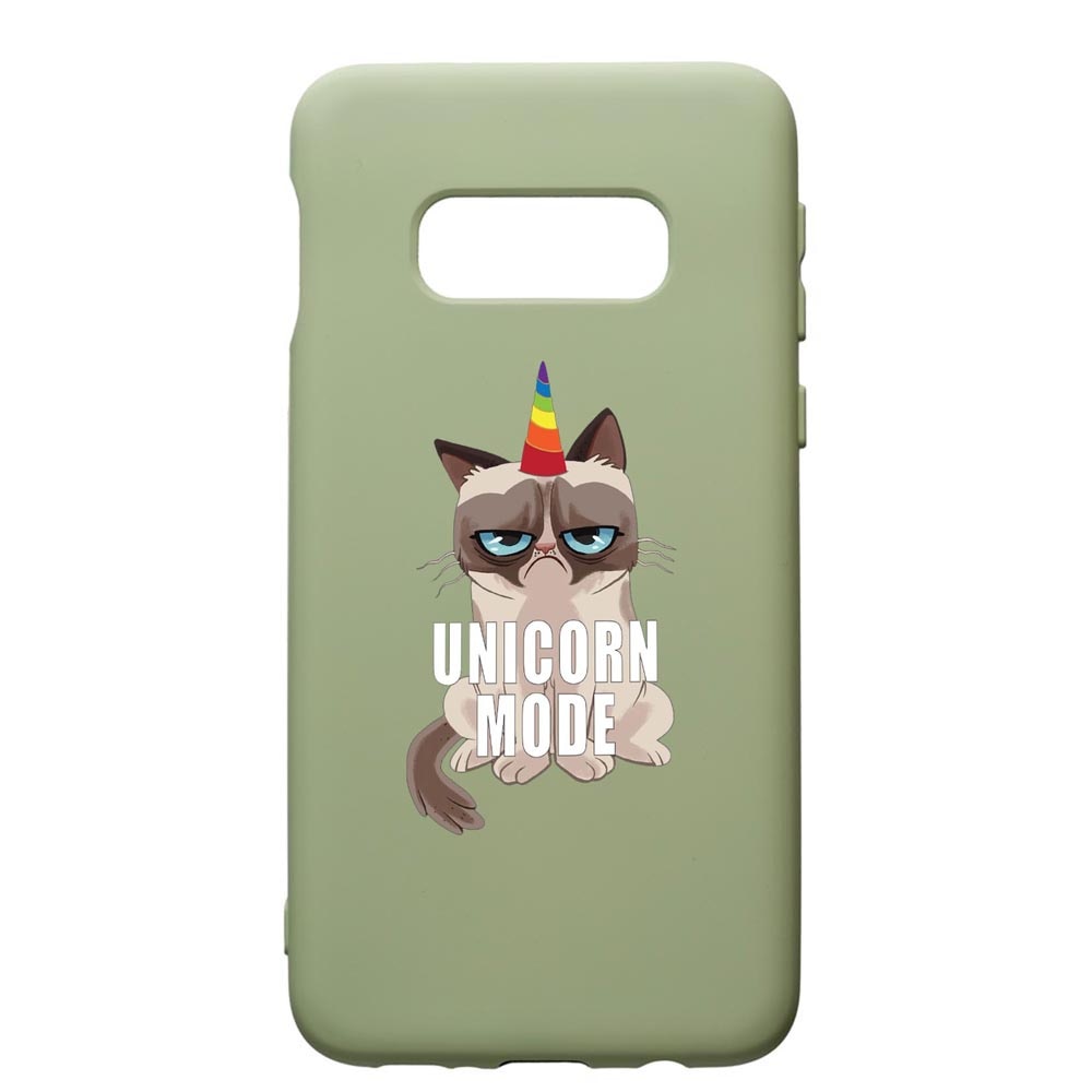 Husa de protectie Samsung Galaxy S10E, Meme - Gumpy Unicorn Mode, silicon, cu interiorul din material textil, protectie camera, Beryl, PGR654