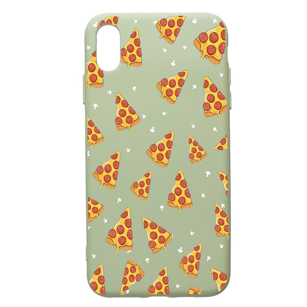 Husa de protectie Apple iPhone XS Max, Pizza, silicon, cu interiorul din material textil, protectie camera, Beryl, PGR665