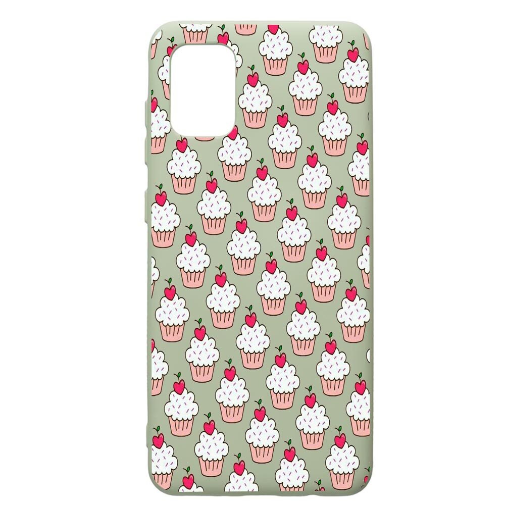 Husa de protectie Samsung Galaxy A71, Muffins, silicon, cu interiorul din material textil, protectie camera, Beryl, PGR668