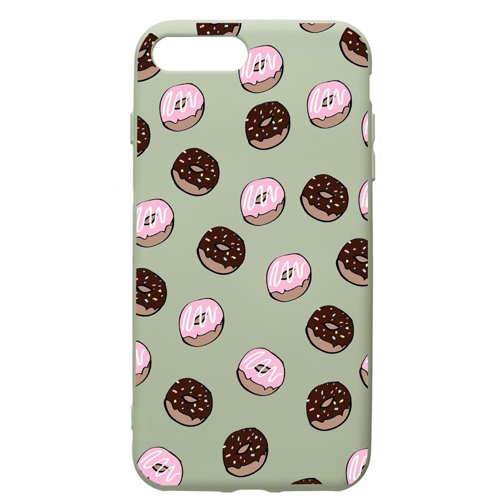 Husa de protectie Apple iPhone 8 Plus / iPhone 7 Plus, Donuts, silicon, cu interiorul din material textil, protectie camera, Beryl, PGR667