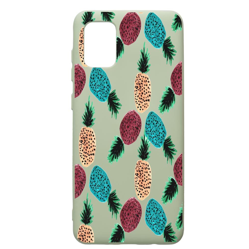 Husa de protectie Samsung Galaxy A71, Ananas, silicon, cu interiorul din material textil, protectie camera, Beryl, PGR669