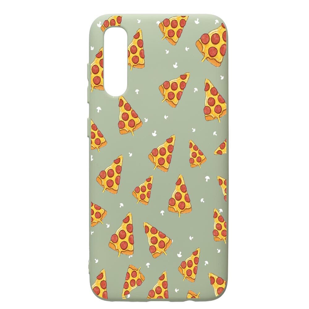 Husa de protectie Samsung Galaxy A70, Pizza, silicon, cu interiorul din material textil, protectie camera, Beryl, PGR665