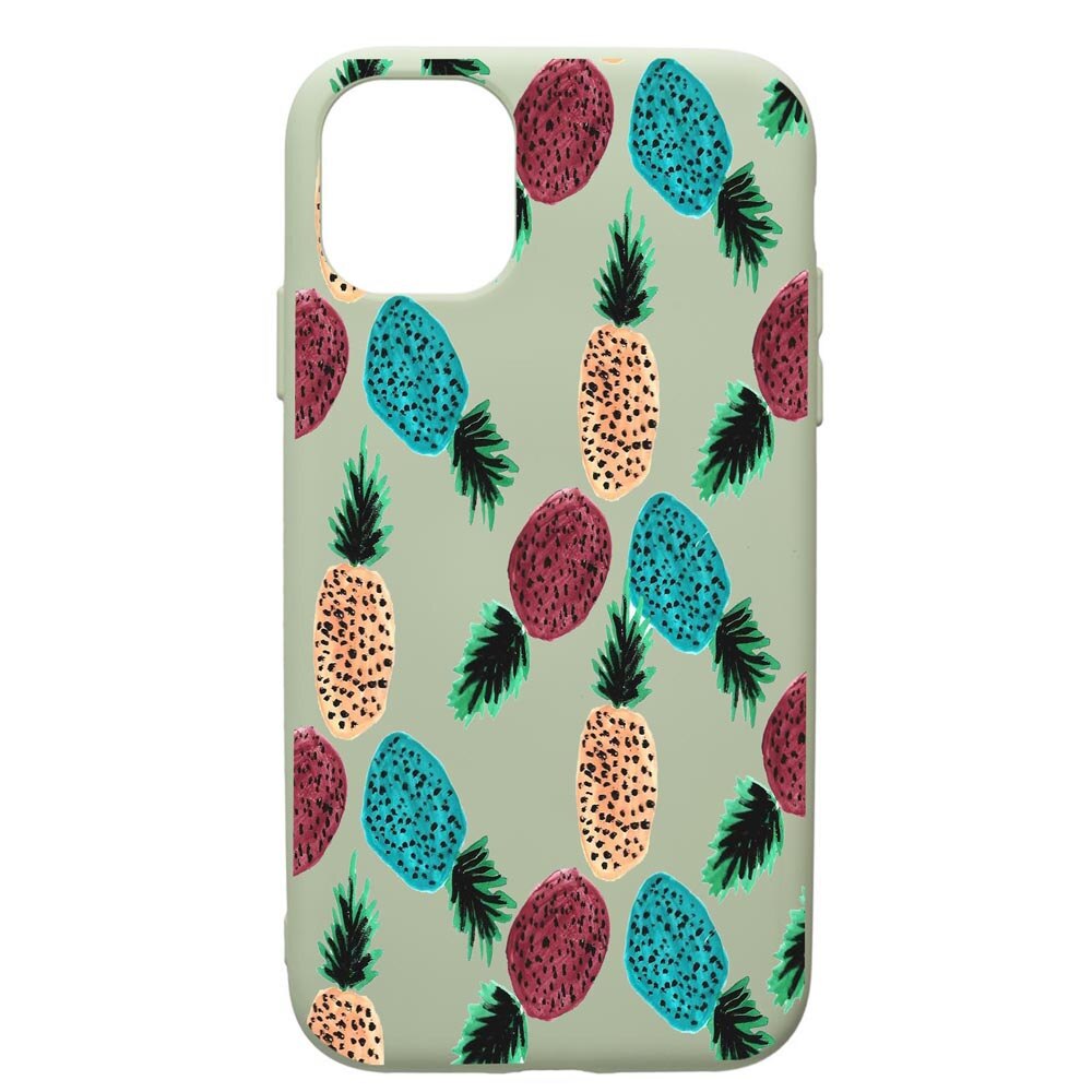 Husa de protectie Apple iPhone 12, Ananas, silicon, cu interiorul din material textil, protectie camera, Beryl, PGR669