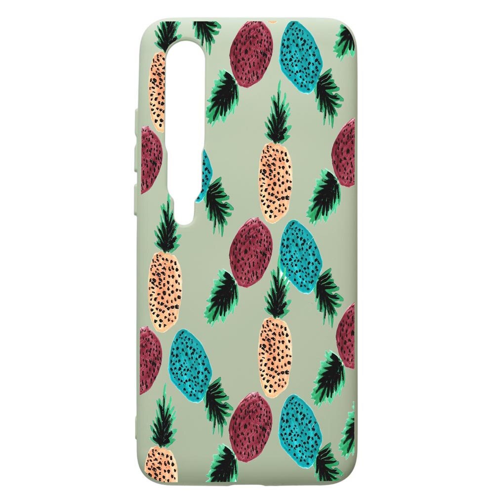 Husa de protectie Xiaomi Mi 10 / Mi 10 Pro, Ananas, silicon, cu interiorul din material textil, protectie camera, Beryl, PGR669