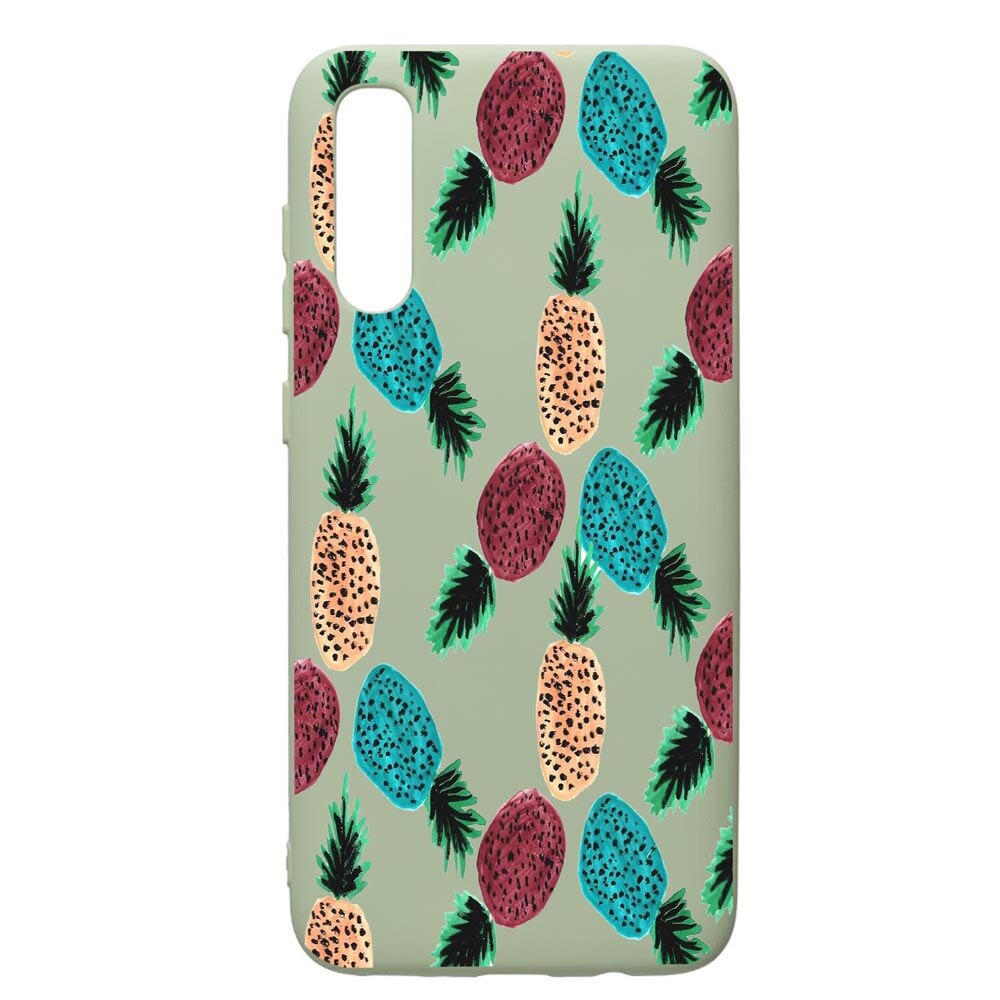 Husa de protectie Samsung Galaxy A70, Ananas, silicon, cu interiorul din material textil, protectie camera, Beryl, PGR669