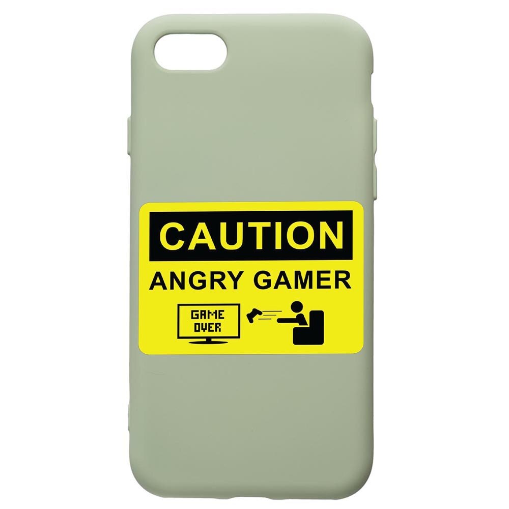 Husa de protectie Apple iPhone SE 2 / iPhone 8 / iPhone 7, Gamer - Angry Gamer, silicon, cu interiorul din material textil, protectie camera, Beryl, PGR673
