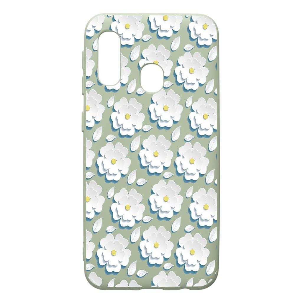 Husa de protectie Samsung Galaxy A40, Daisy - White Flower, silicon, cu interiorul din material textil, protectie camera, Beryl, PGR683