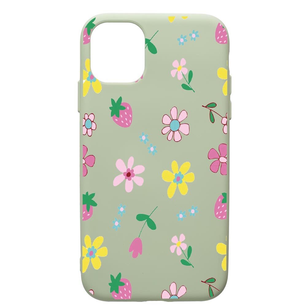 Husa de protectie Apple iPhone 11 Pro, Flowers, silicon, cu interiorul din material textil, protectie camera, Beryl, PGR687
