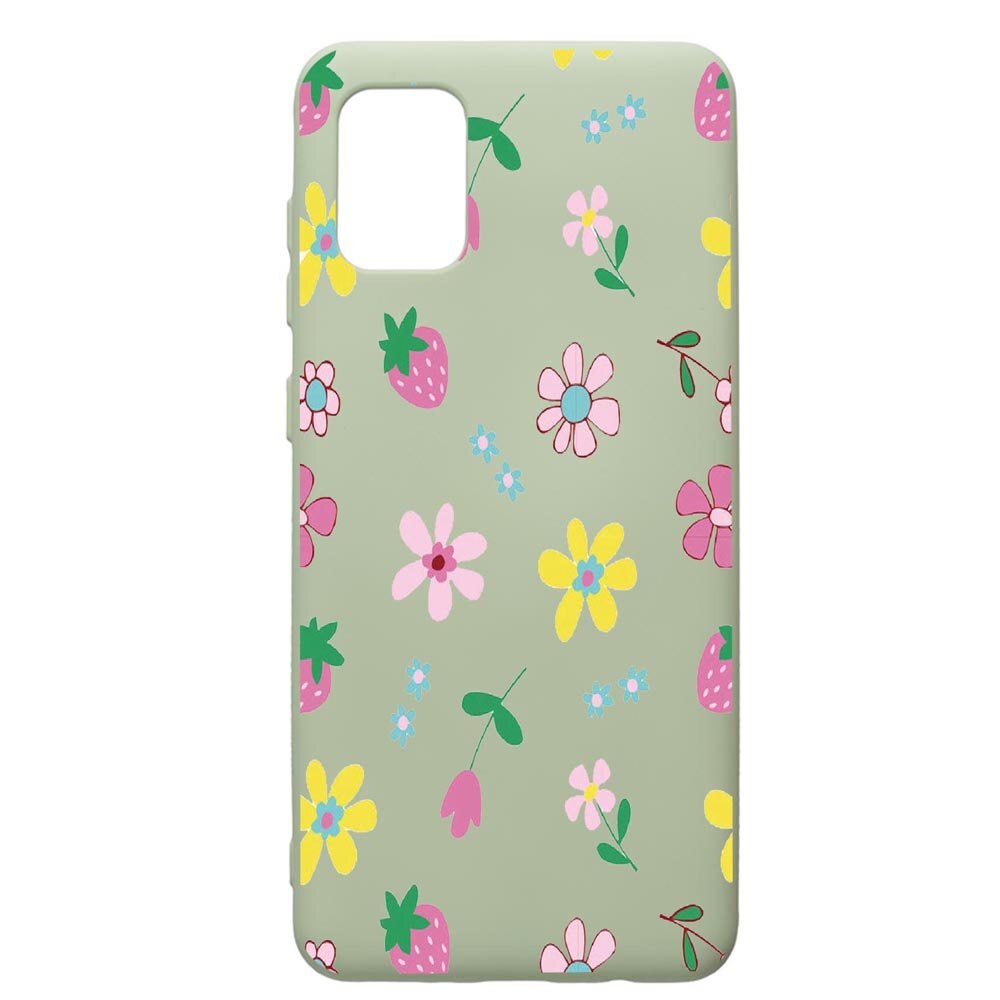 Husa de protectie Samsung Galaxy A71, Flowers, silicon, cu interiorul din material textil, protectie camera, Beryl, PGR687