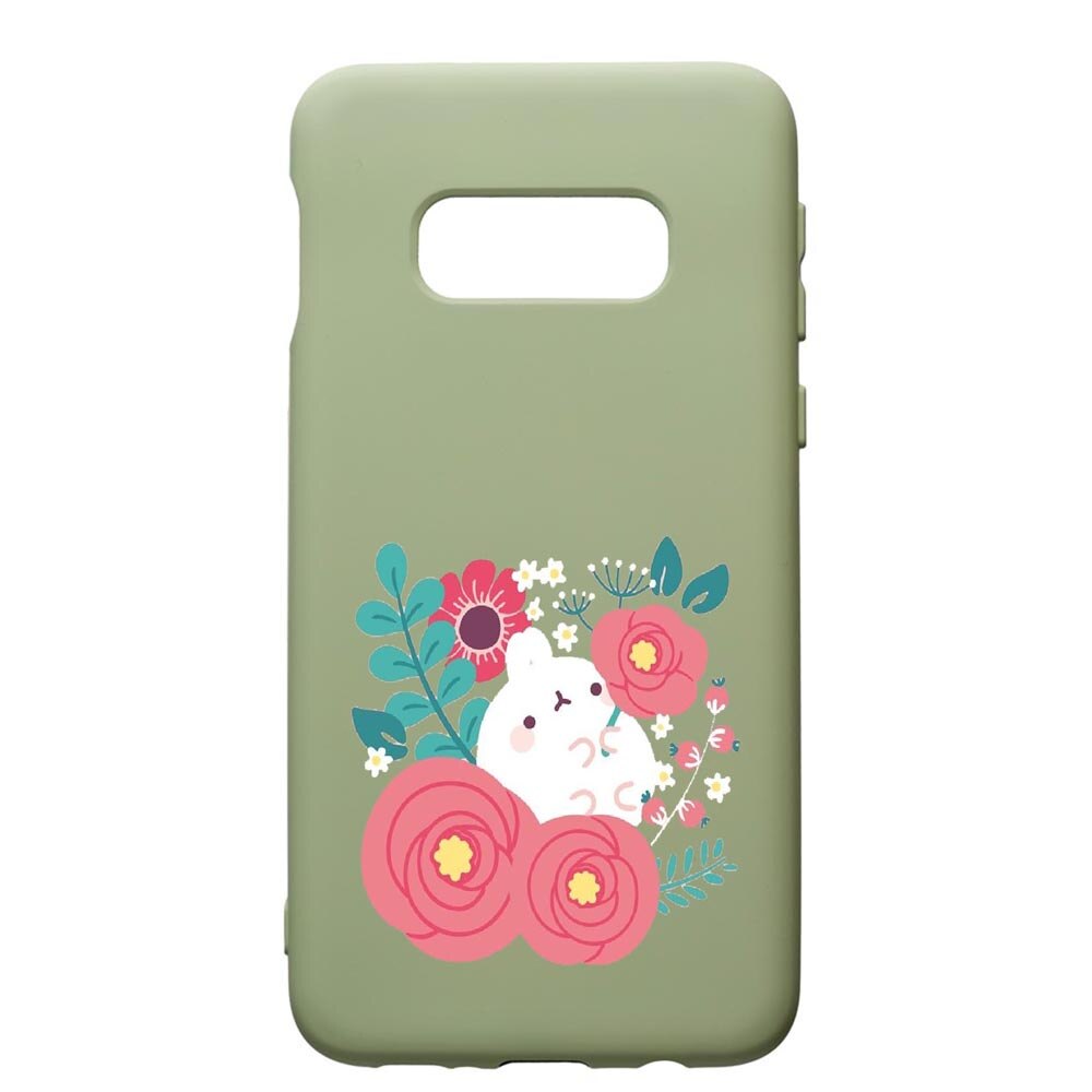Husa de protectie Samsung Galaxy S10E, Rabbit In Flowers, silicon, cu interiorul din material textil, protectie camera, Beryl, PGR686