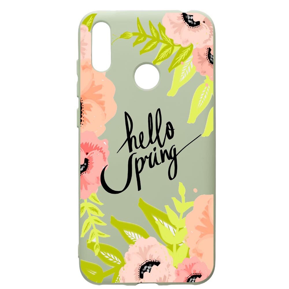 Husa de protectie Huawei Y7 2019, Hello Spring, silicon, cu interiorul din material textil, protectie camera, Beryl, PGR685