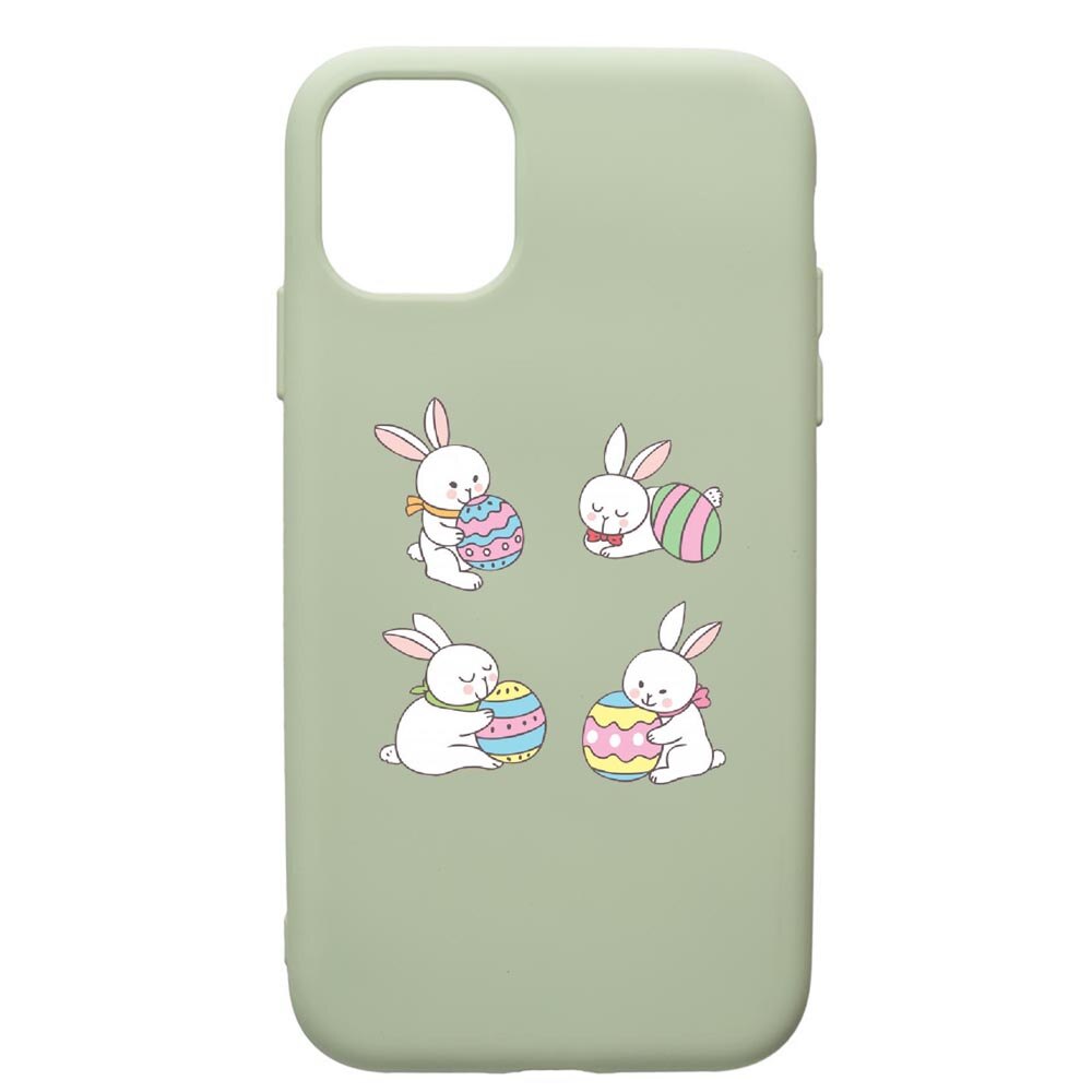 Husa de protectie Apple iPhone 11 Pro, Rabbit easter, silicon, cu interiorul din material textil, protectie camera, Beryl, PGR690