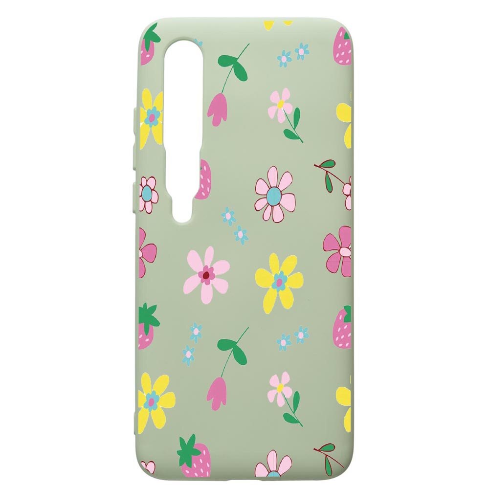 Husa de protectie Xiaomi Mi 10 / Mi 10 Pro, Flowers, silicon, cu interiorul din material textil, protectie camera, Beryl, PGR687