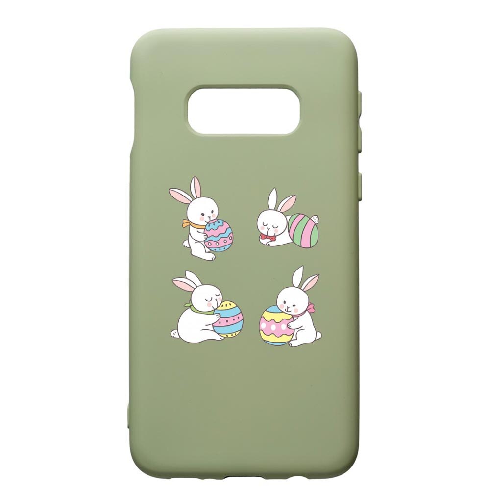 Husa de protectie Samsung Galaxy S10E, Rabbit easter, silicon, cu interiorul din material textil, protectie camera, Beryl, PGR690