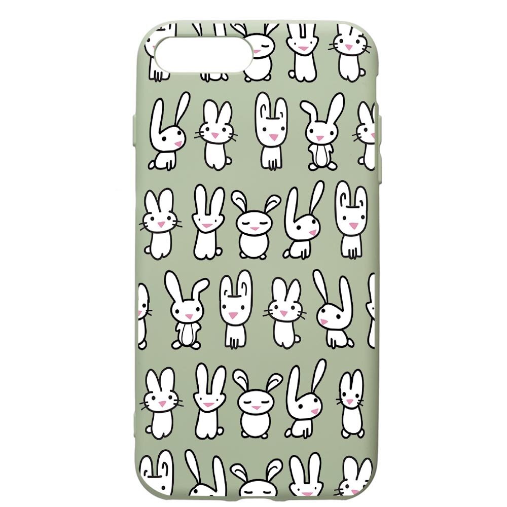 Husa de protectie Apple iPhone 8 Plus / iPhone 7 Plus, Rabbits - Lambs, silicon, cu interiorul din material textil, protectie camera, Beryl, PGR691