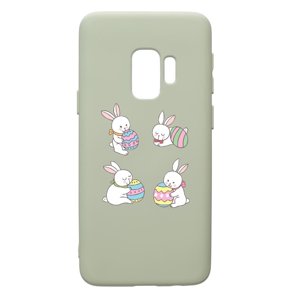 Husa de protectie Samsung Galaxy S9, Rabbit easter, silicon, cu interiorul din material textil, protectie camera, Beryl, PGR690