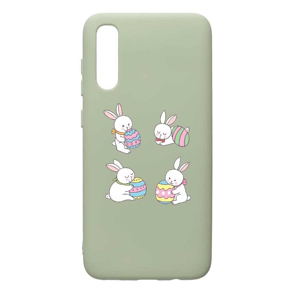 Husa de protectie Samsung Galaxy A70, Rabbit easter, silicon, cu interiorul din material textil, protectie camera, Beryl, PGR690