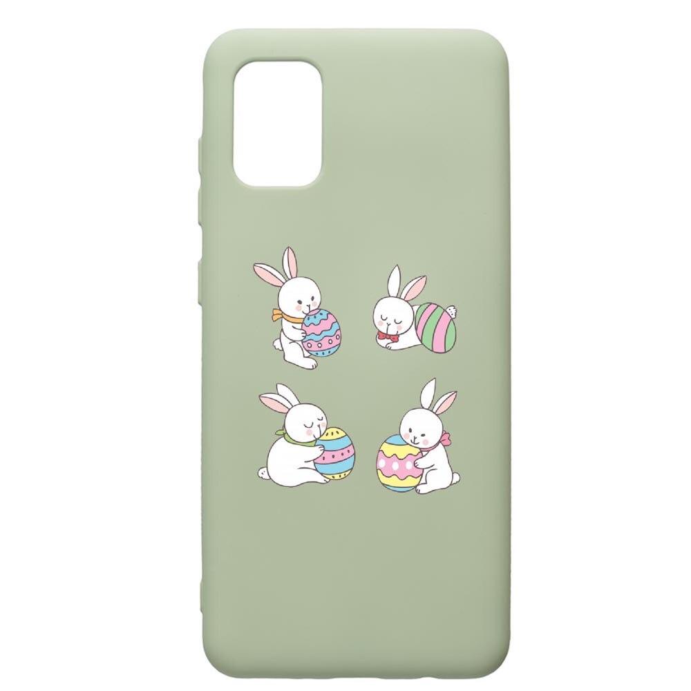 Husa de protectie Samsung Galaxy A71, Rabbit easter, silicon, cu interiorul din material textil, protectie camera, Beryl, PGR690