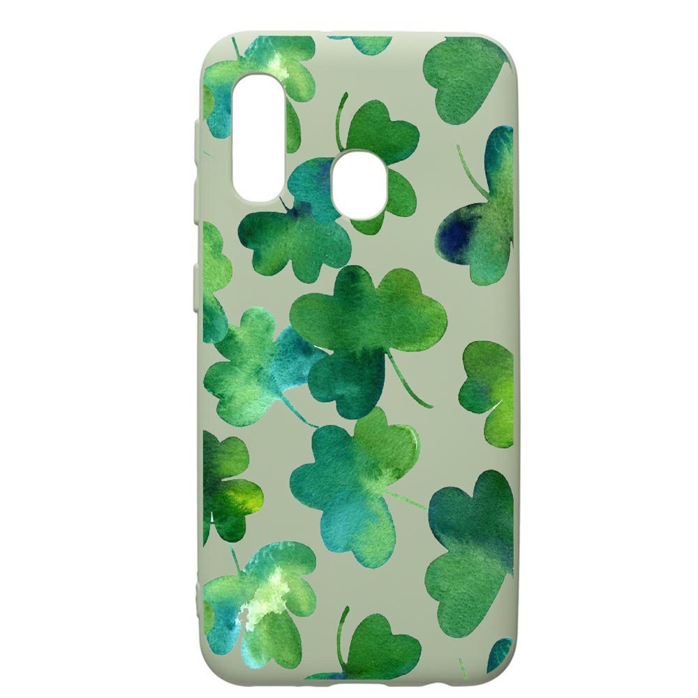 Husa de protectie Samsung Galaxy A40, Green Leaf, silicon, cu interiorul din material textil, protectie camera, Beryl, PGR697