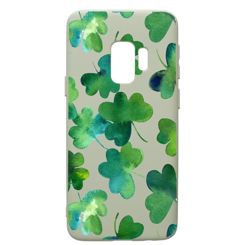 Husa de protectie Samsung Galaxy S9, Green Leaf, silicon, cu interiorul din material textil, protectie camera, Beryl, PGR697
