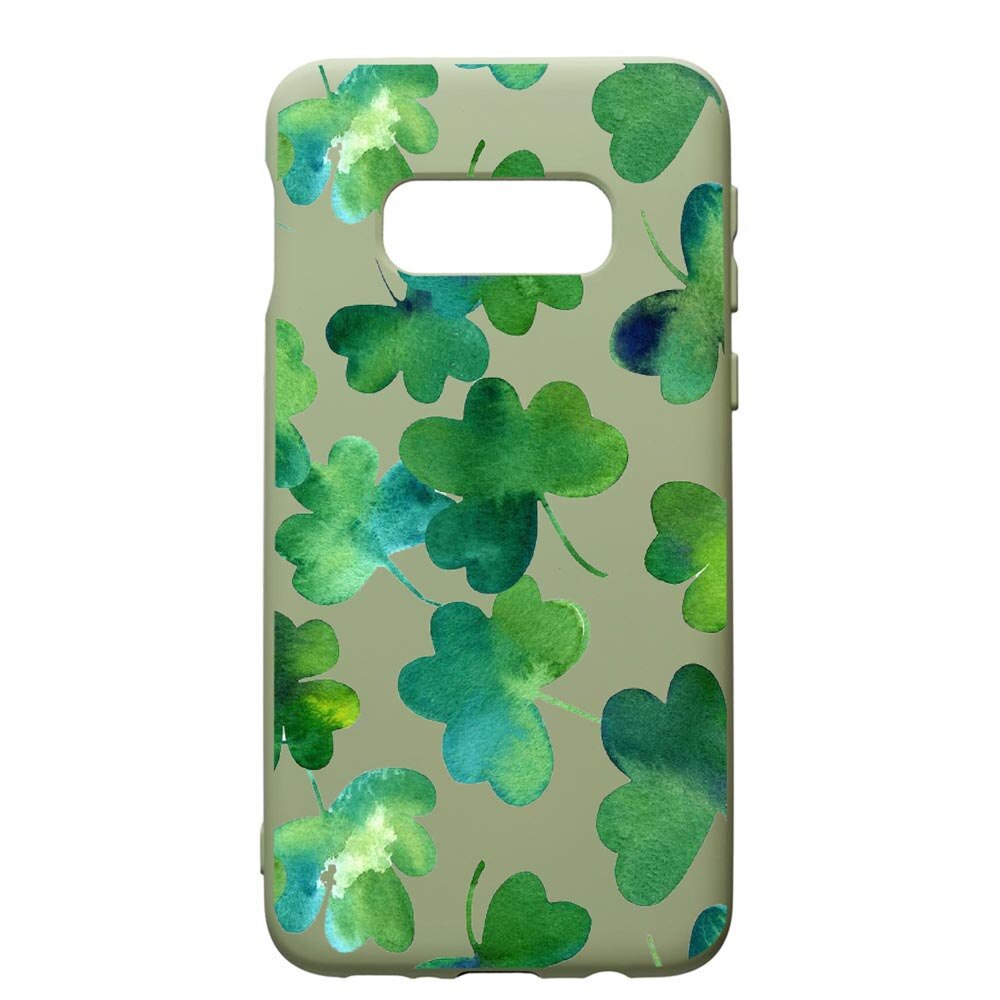 Husa de protectie Samsung Galaxy S10E, Green Leaf, silicon, cu interiorul din material textil, protectie camera, Beryl, PGR697