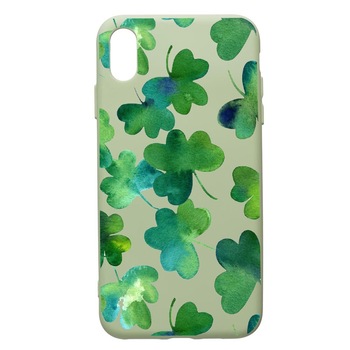 Husa de protectie Apple iPhone XR, Green Leaf, silicon, cu interiorul din material textil, protectie camera, Beryl, PGR697 Husa de protectie Apple iPhone XR, Green Leaf, silicon, cu interiorul din material textil, protectie camera, Beryl, PGR697