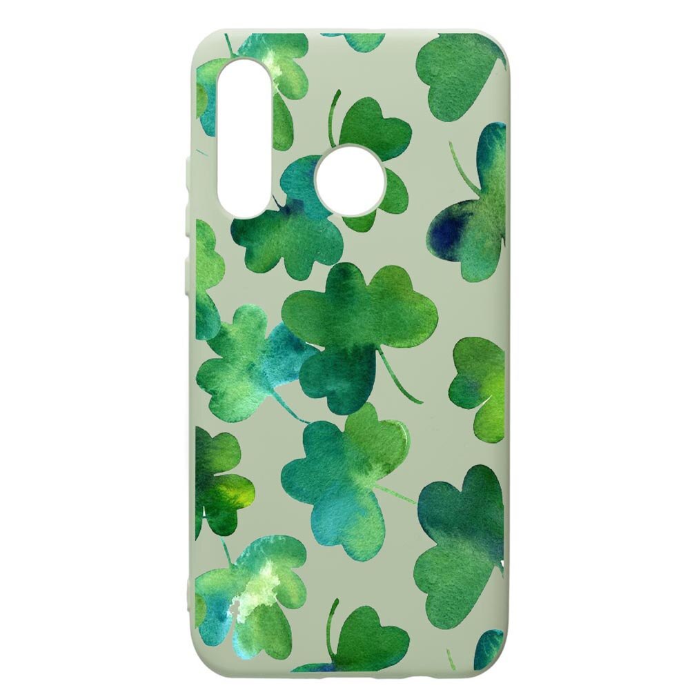 Husa de protectie Huawei P30 Lite, Green Leaf, silicon, cu interiorul din material textil, protectie camera, Beryl, PGR697