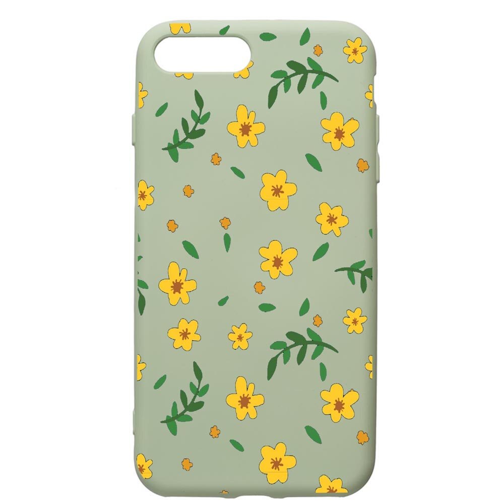 Husa de protectie Apple iPhone 8 Plus / iPhone 7 Plus, Little Yellow Flowers, silicon, cu interiorul din material textil, protectie camera, Beryl, PGR696