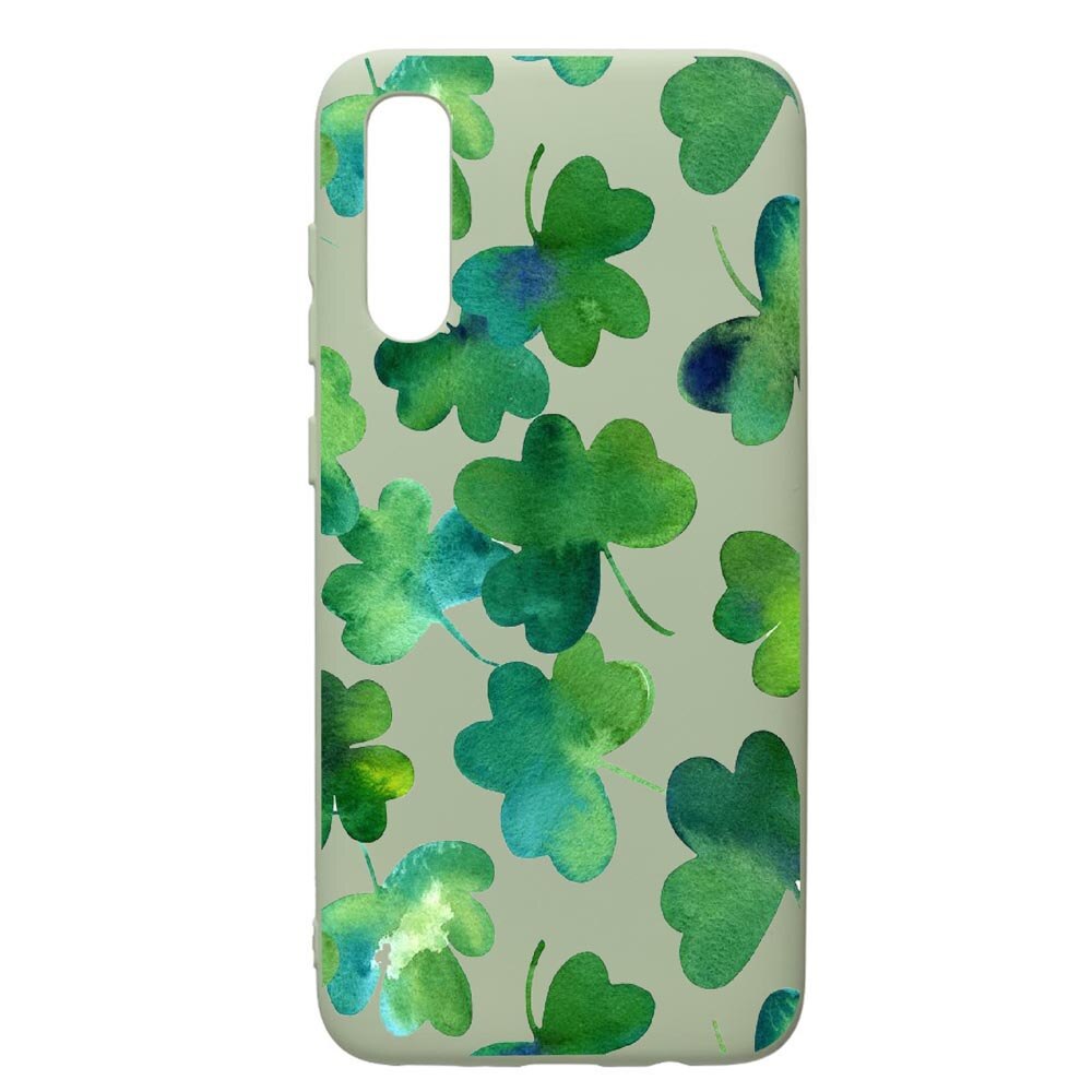 Husa de protectie Samsung Galaxy A70, Green Leaf, silicon, cu interiorul din material textil, protectie camera, Beryl, PGR697