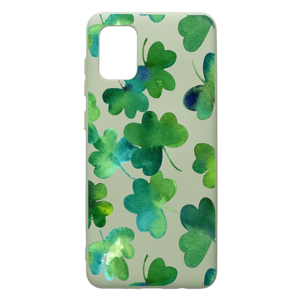 Husa de protectie Samsung Galaxy A31, Green Leaf, silicon, cu interiorul din material textil, protectie camera, Beryl, PGR697