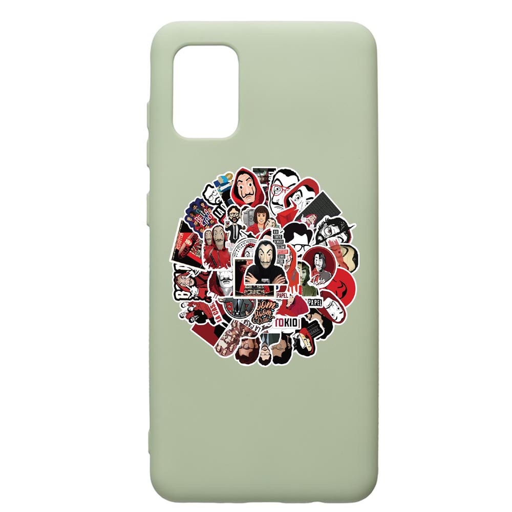 Husa de protectie Samsung Galaxy A71, La Casa De Papel, silicon, cu interiorul din material textil, protectie camera, Beryl, PGR715