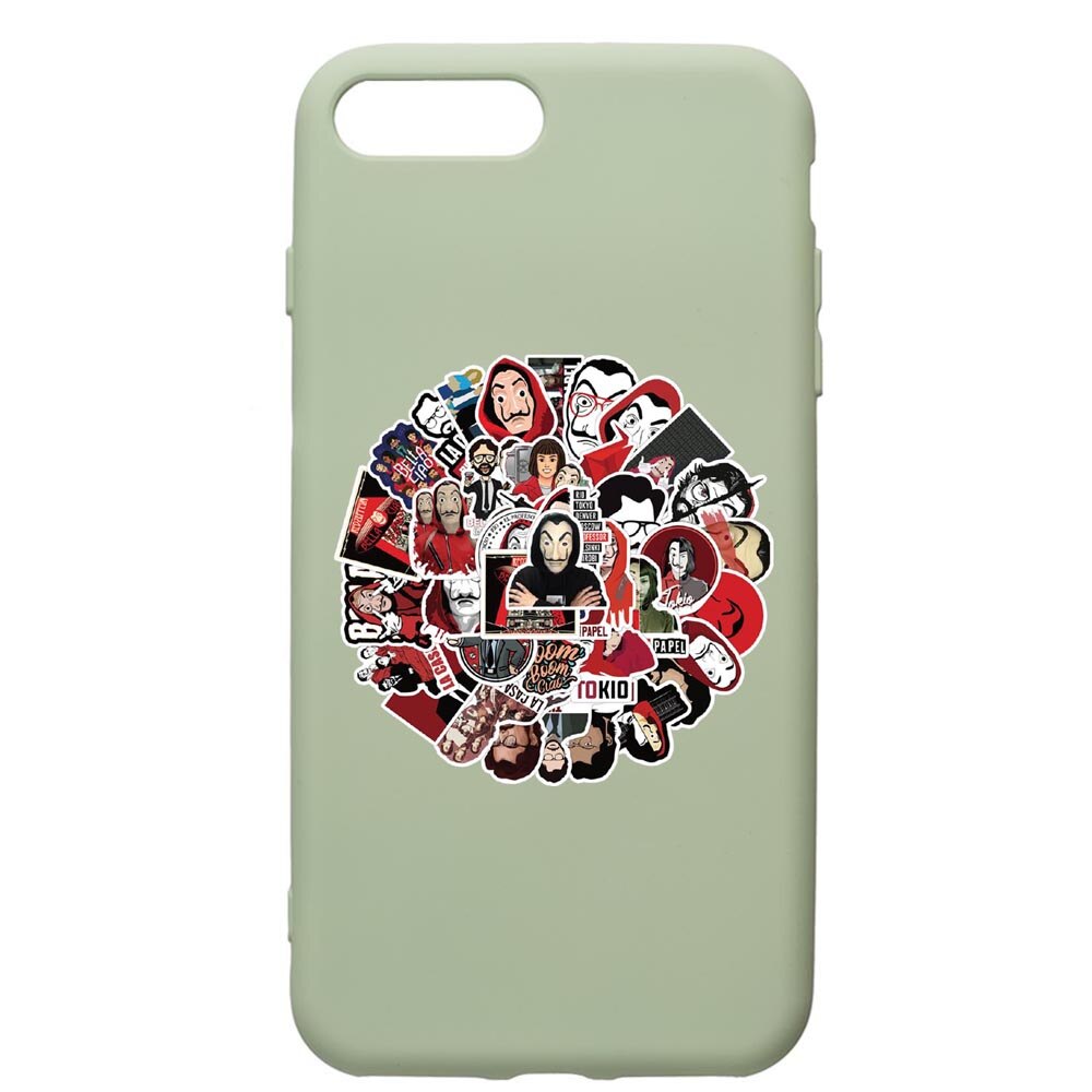 Husa de protectie Apple iPhone 8 Plus / iPhone 7 Plus, La Casa De Papel, silicon, cu interiorul din material textil, protectie camera, Beryl, PGR715