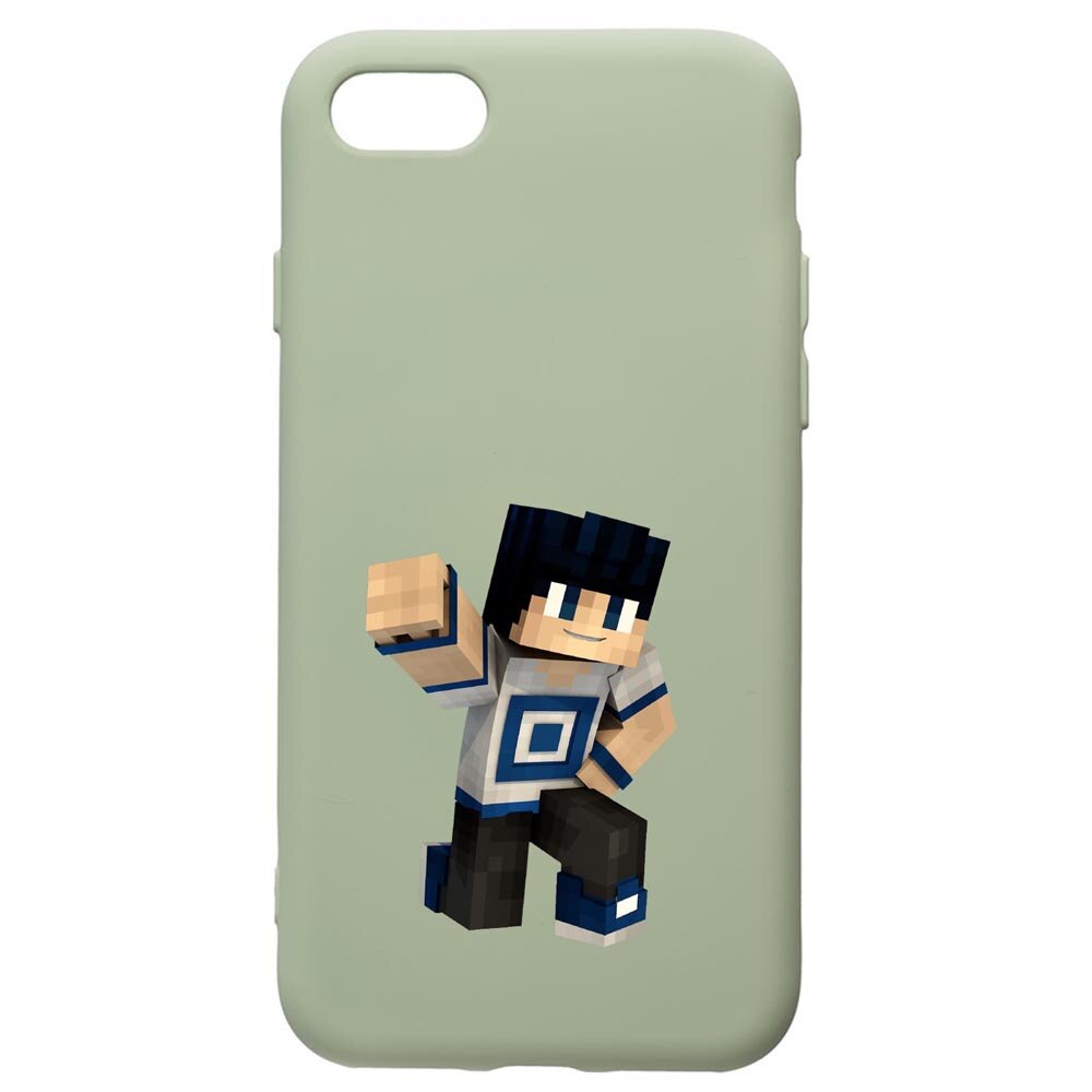 Husa de protectie Apple iPhone SE 2 / iPhone 8 / iPhone 7, Minecraft, silicon, cu interiorul din material textil, protectie camera, Beryl, PGR725