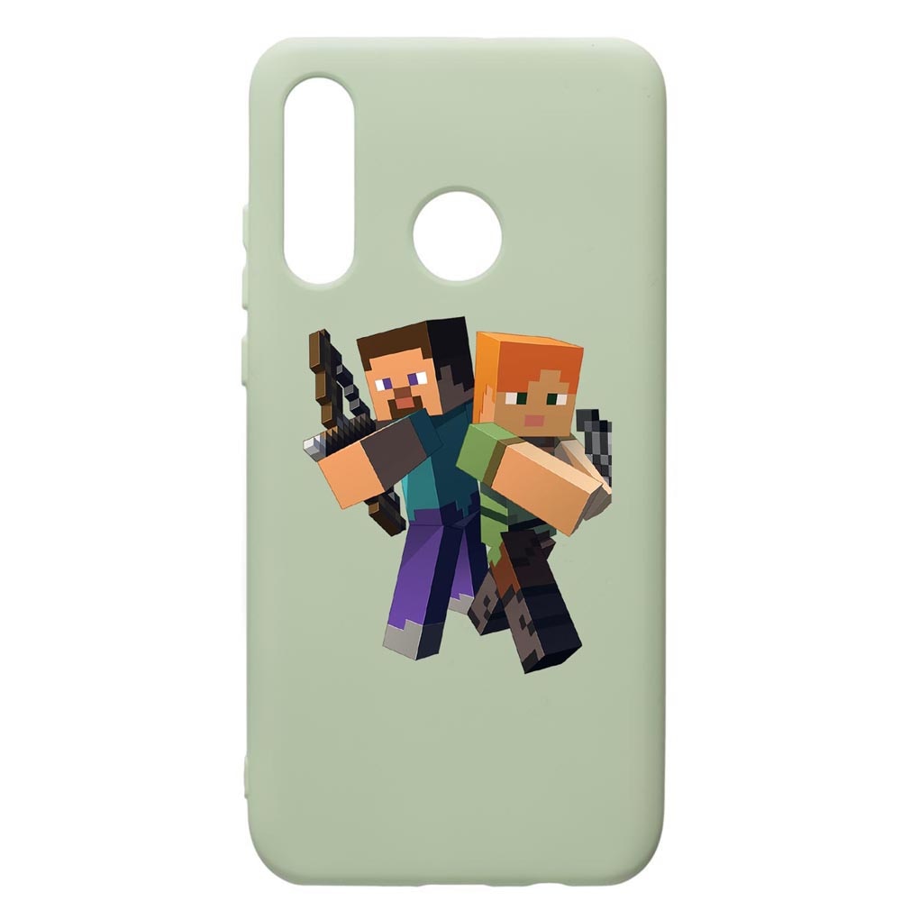 Husa de protectie Huawei P40 Lite E / Y7p, Minecraft, silicon, cu interiorul din material textil, protectie camera, Beryl, PGR728