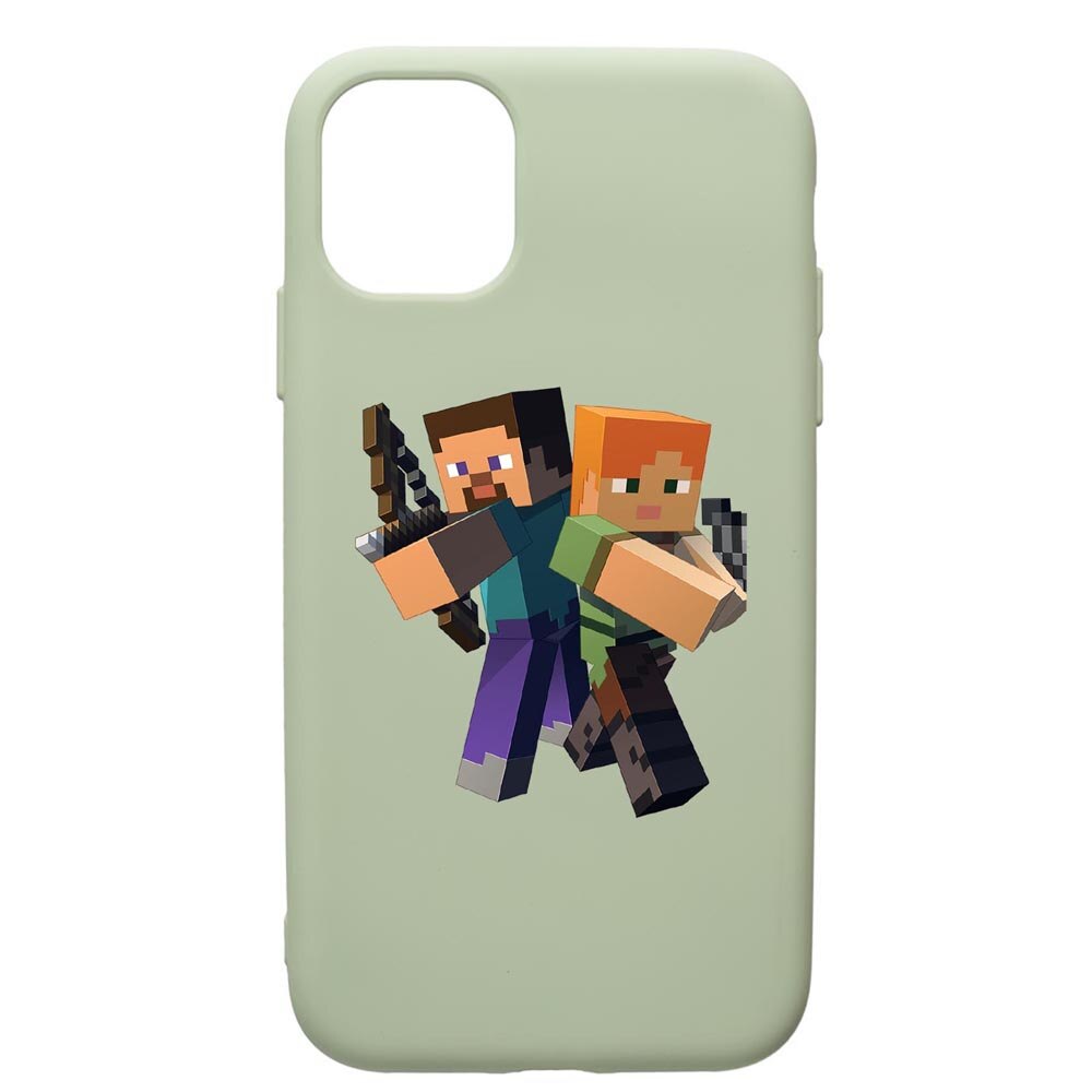Husa de protectie Apple iPhone 12 Pro, Minecraft, silicon, cu interiorul din material textil, protectie camera, Beryl, PGR728