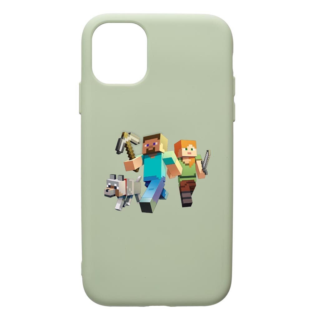 Husa de protectie Apple iPhone 11, Minecraft, silicon, cu interiorul din material textil, protectie camera, Beryl, PGR730