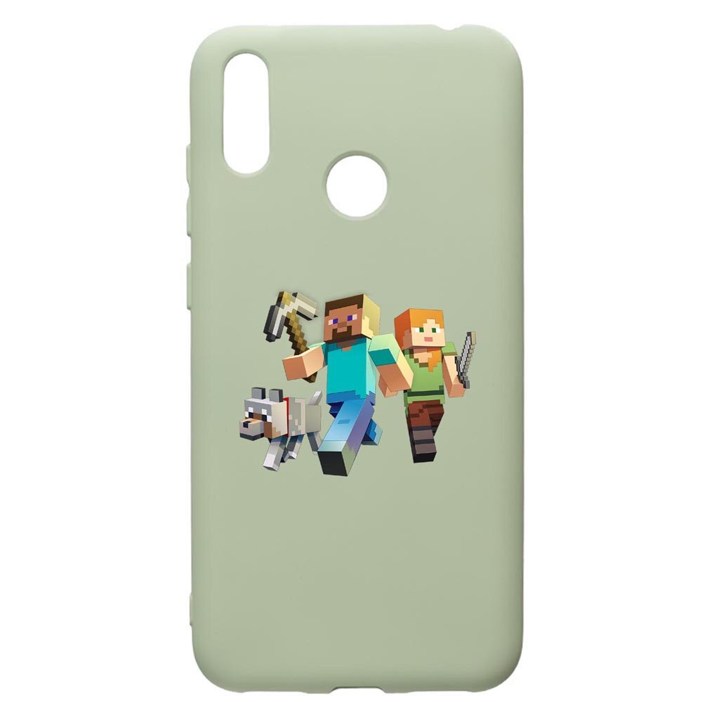 Husa de protectie Huawei Y7 2019, Minecraft, silicon, cu interiorul din material textil, protectie camera, Beryl, PGR730