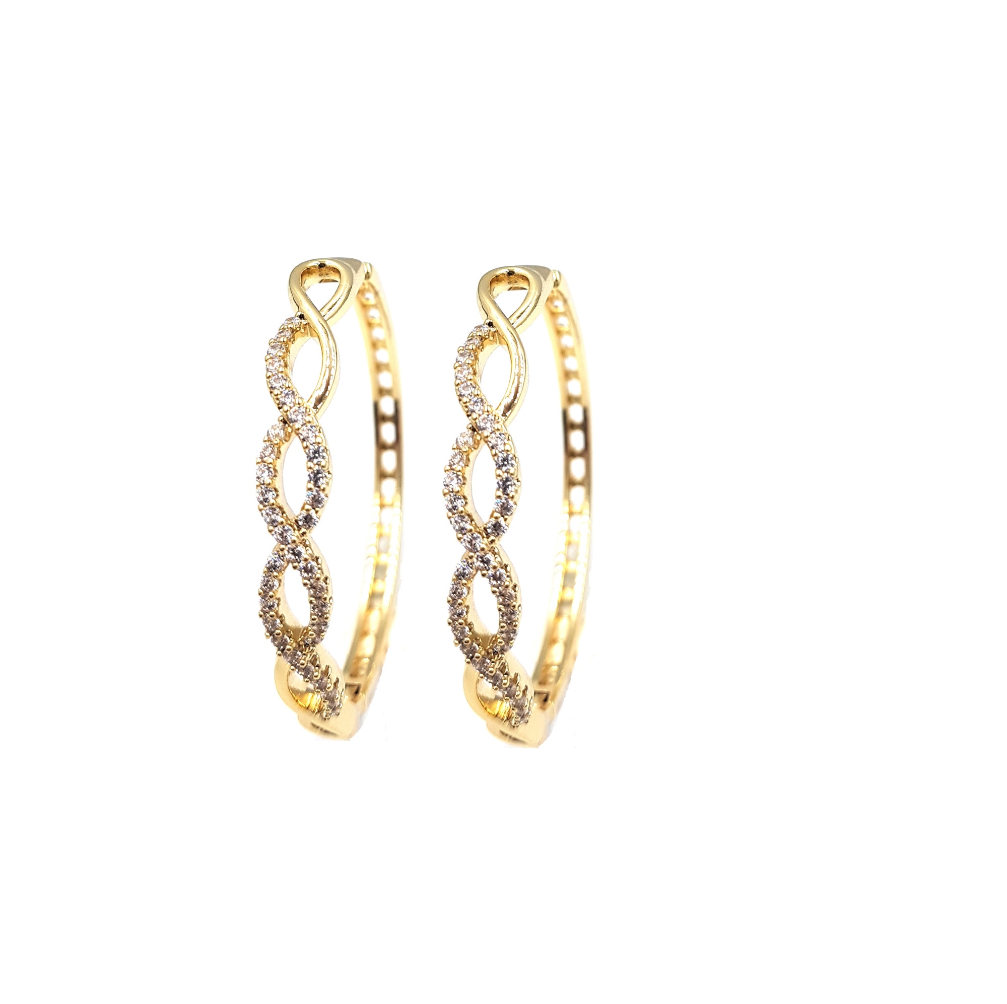 spend curl Gather Cercei rotunzi mari placati cu aur, pietre zirconiu, diametru 4.6 cm, model  Tamara - eMAG.ro