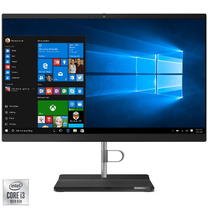 Lenovo V50a-22IMB All-in-One Asztali számítógép Intel® Core™ i3-10100T processzorral max. 3.80 GHz, Comet Lake, 21.5, Full HD, 4GB DDR4, 256GB SSD, Intel UHD Graphics 630, Windows 10 Pro 64, Nemzetközi kiosztású angol billentyázet + Egér