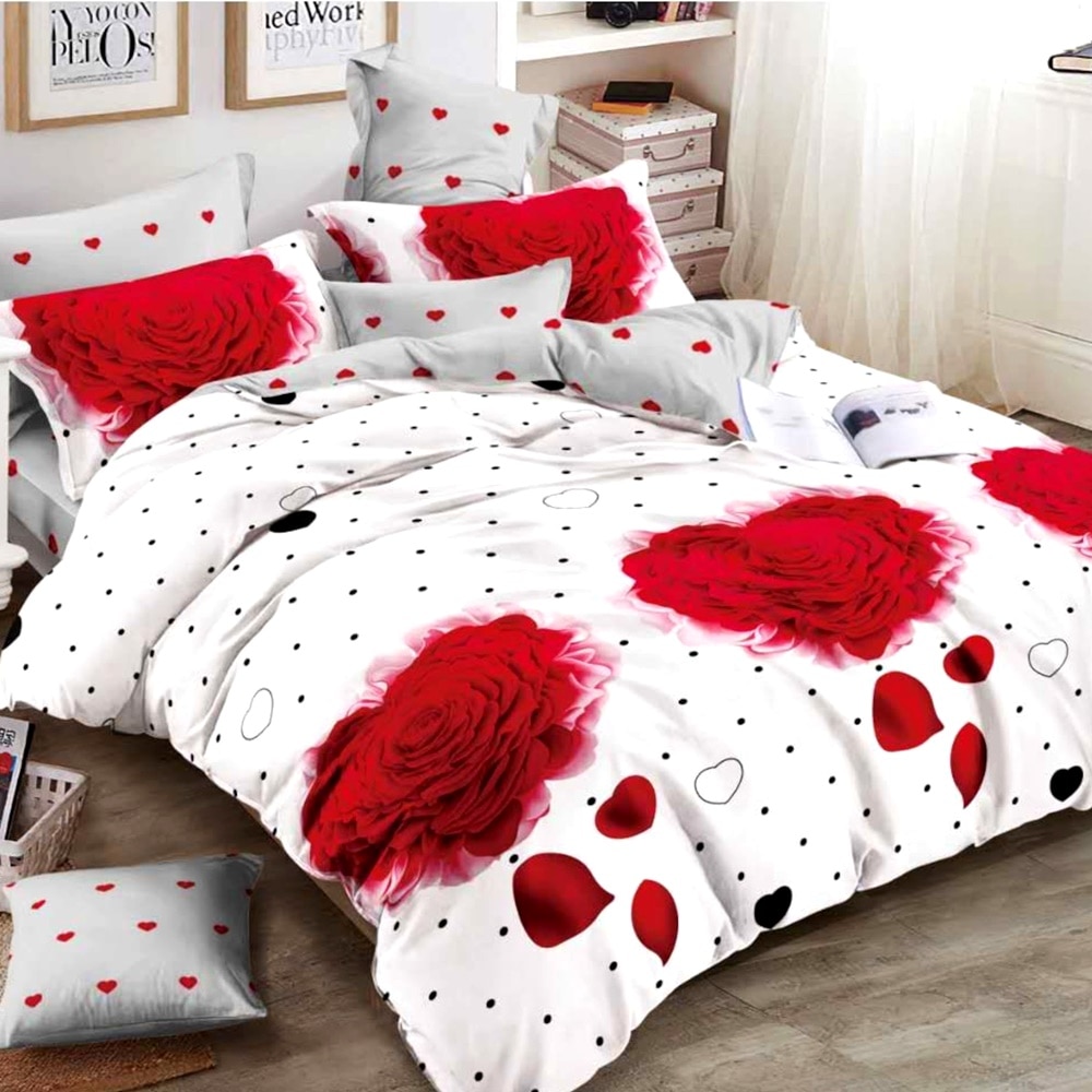 Lenjerie de pat dublu, finet PUCIOASA, 6 piese, 2 persoane, RA174