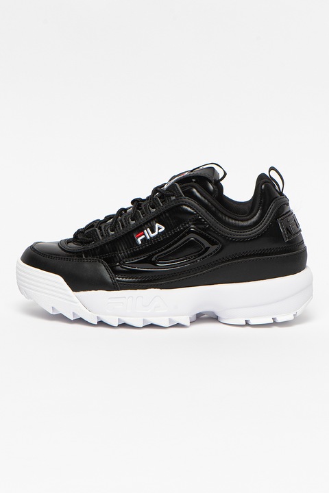 Fila, Pantofi sport cu aspect masiv si broderie logo Disruptor, Negru, 9
