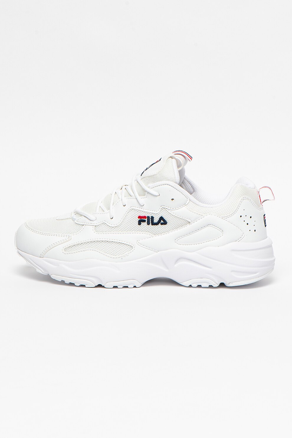 Fila, Pantofi sport din piele ecologica si material textil Ray Tracer, Alb, 10.5