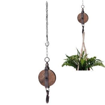 Decoratiune Scripete si Carlig 12 cm, din lemn cu lant metalic 1 m Decoratiune Scripete si Carlig 12 cm, din lemn cu lant metalic 1 m