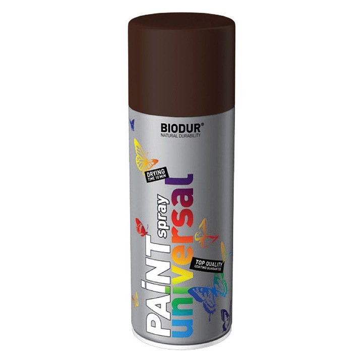 Email Spray, BK Shop, Biodur, Ral 8017, Uscare Rapida, Pentru Vopsirea Metalului, Betonului, Sticlei, Hartiei Si a Altor Suprafete, Durabil, Finisaj Lucios, Rezistent la Factori Mecanici, Timp de Uscare la Temperatura +25°C 7 10 Min, 400 ml, Maro