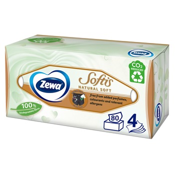 Servetele faciale Zewa Softis Natural Soft, 4 straturi, 80 bucati Servetele faciale Zewa Softis Natural Soft, 4 straturi, 80 bucati