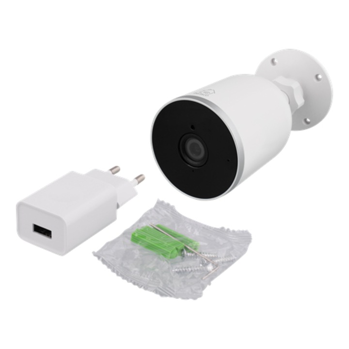 Deltaco Smart Home SH-IPC04 2MP IP65 biztonsági kamera, kültéri, 1080p, Wifi, Fehér