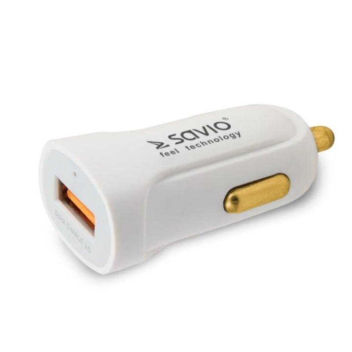 Elmak SAVIO SA-05/W 3.0A, 1xUSB quick charge fehér autós töltő