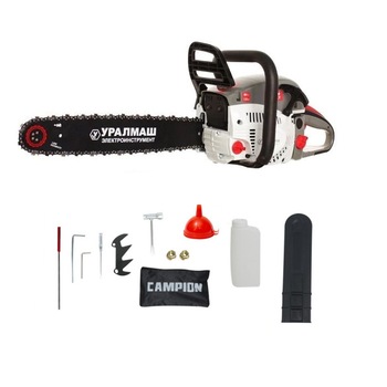 Drujba pe benzina Campion Uralmash 6 CP, 52cc, Alba, 2 Lame si 2 Lanturi, Lant 32D, Taiere 40cm Drujba pe benzina Campion Uralmash 6 CP, 52cc, Alba, 2 Lame si 2 Lanturi, Lant 32D, Taiere 40cm