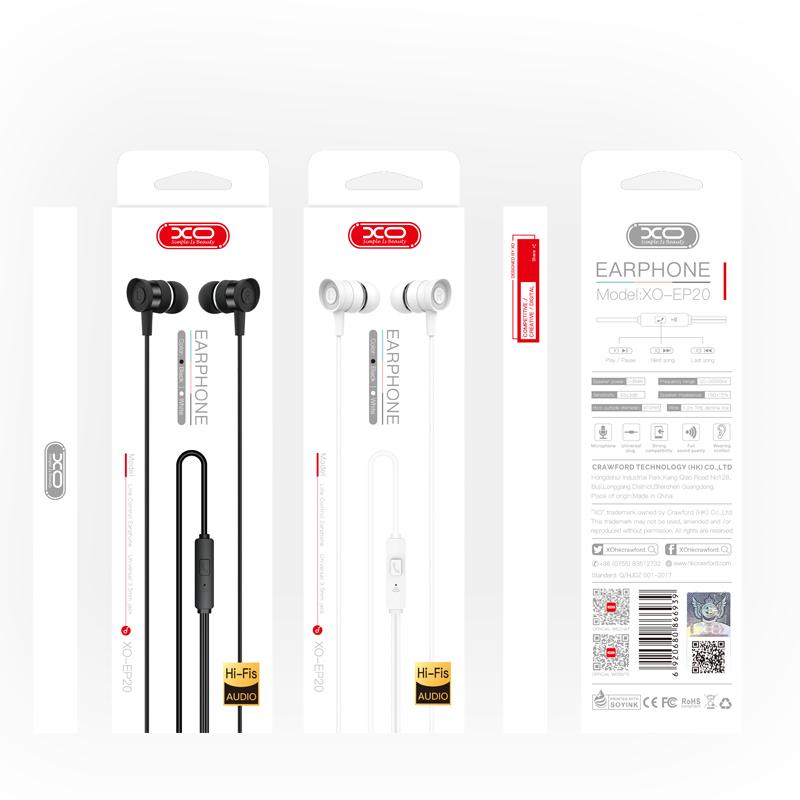 Casti audio cu microfon XO EP20 White